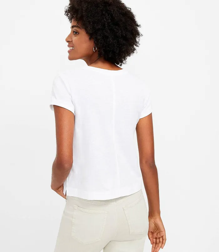 LOFT Petite Always Dreaming Everyday Crew Neck Tee White Women Petite Tops