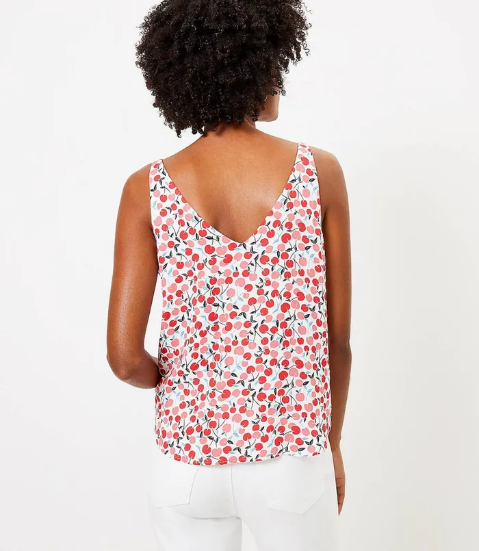 LOFT Petite Cherry VNeck Shell Whisper White Women Petite Tops