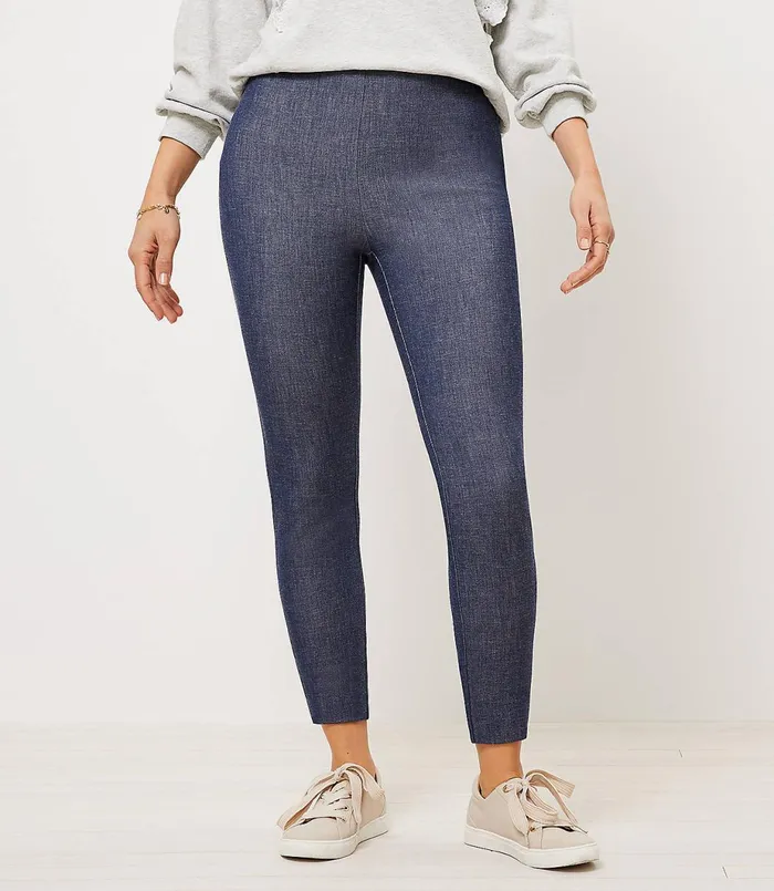 LOFT Petite Curvy Side Zip Skinny Pants Navy Melange Women Petite Pants