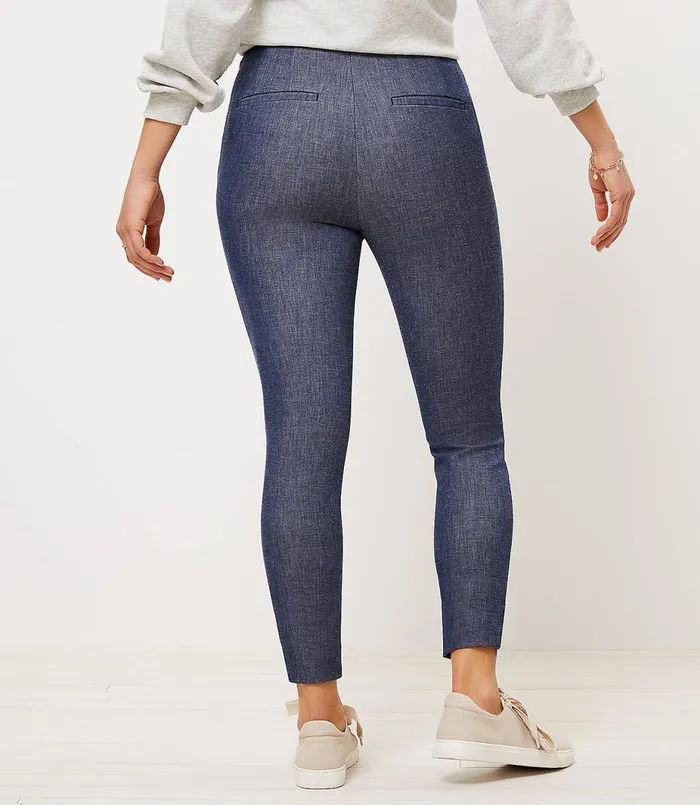 LOFT Petite Curvy Side Zip Skinny Pants Navy Melange Women Petite Pants