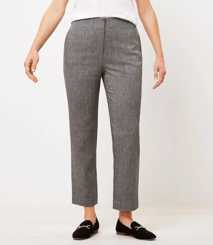 LOFT Petite Curvy Textured Slim Pants Grey Multi Women Petite Pants