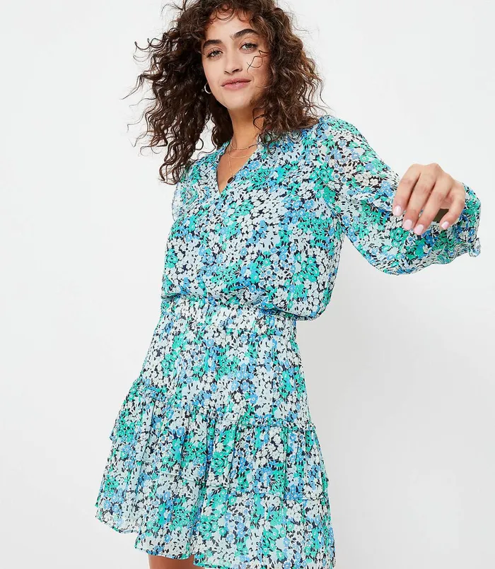 LOFT Petite Garden Ruffle Sleeve Blouse Amalfi Baywater Women Petite Tops
