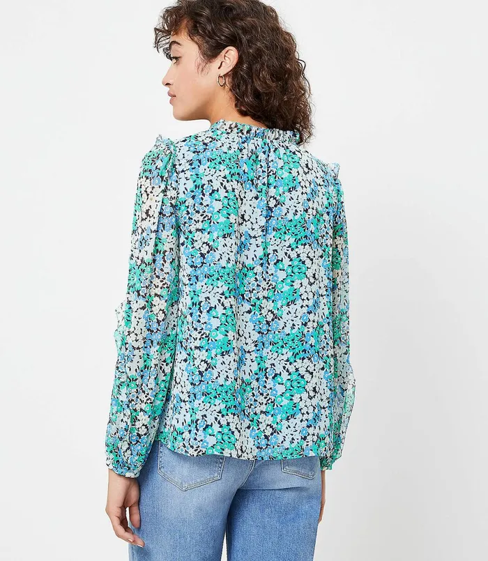 LOFT Petite Garden Ruffle Sleeve Blouse Amalfi Baywater Women Petite Tops