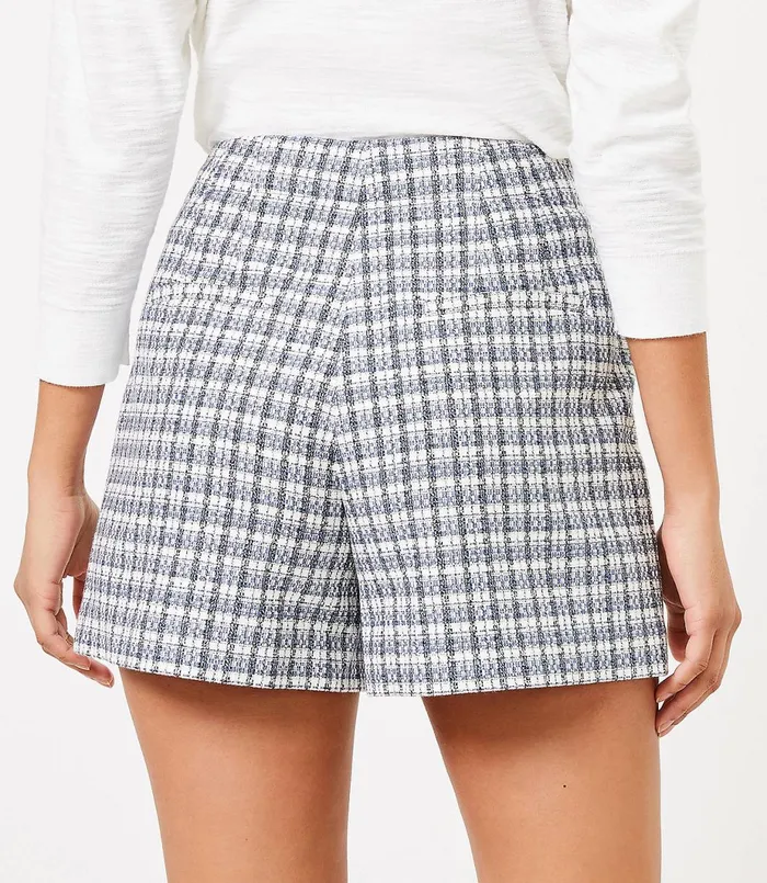 LOFT Petite Structured Shorts In Tweed Blue Multi Women Petite Shorts