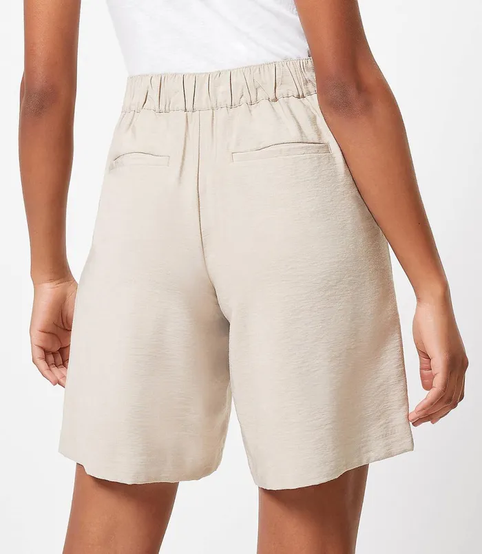 LOFT Petite Textured Fluid Bermuda Shorts Sweet Cashew Women Petite Pants