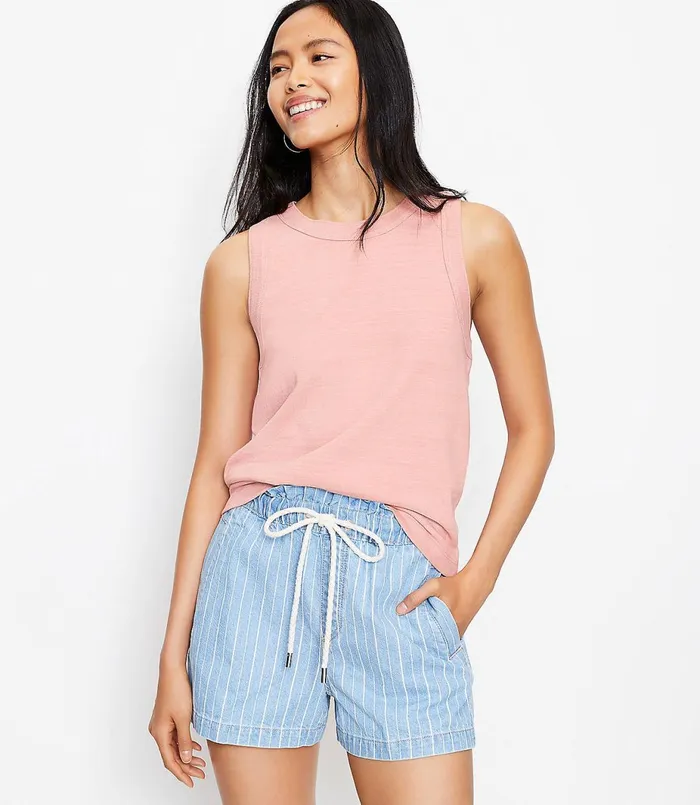 LOFT Relaxed Crew Neck Tank Coastal Grey Women Loungewear