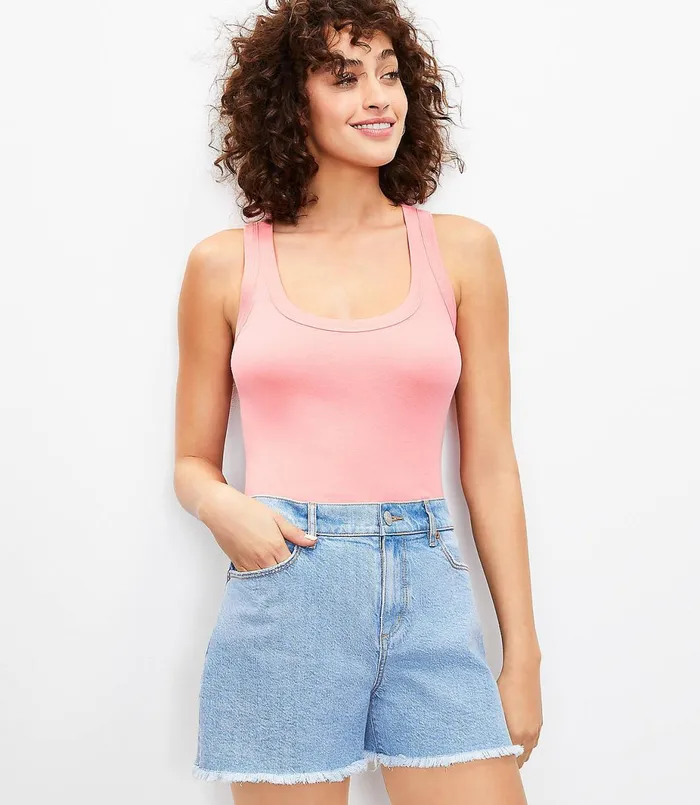 LOFT Scoop Neck Tank Black Women Tees