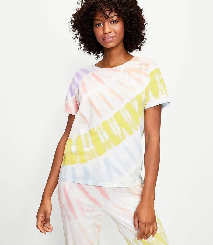 LOFT Starburst Tie Dye Pajama Tee Multi Women Sleepwear