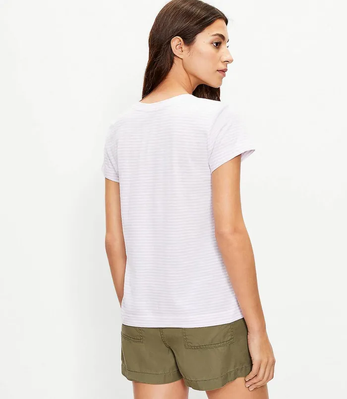 LOFT Striped Everyday VNeck Tee Fresh Lilac Women Loungewear