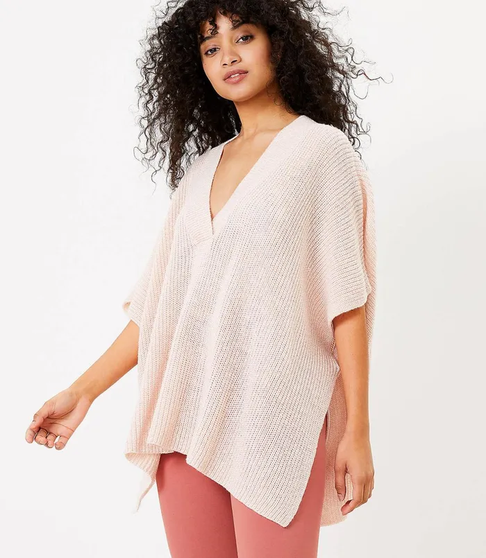 LOFT VNeck Poncho Charcoal Women Wraps and Scarves