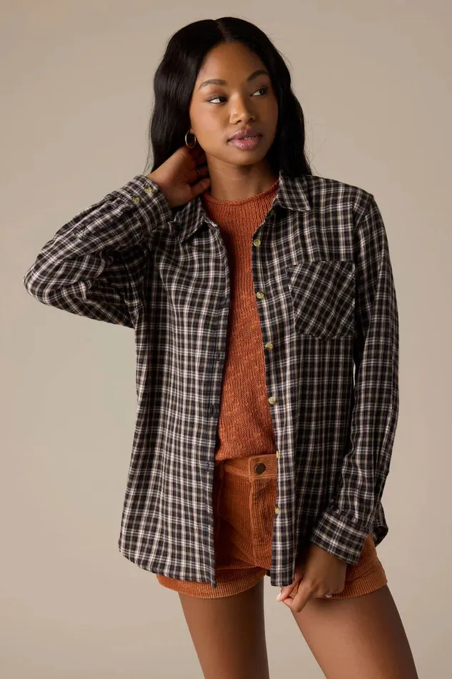 LOGAN FLANNEL RELAXED FIT SHIRT Chocolate Women O039NEILL Clothing