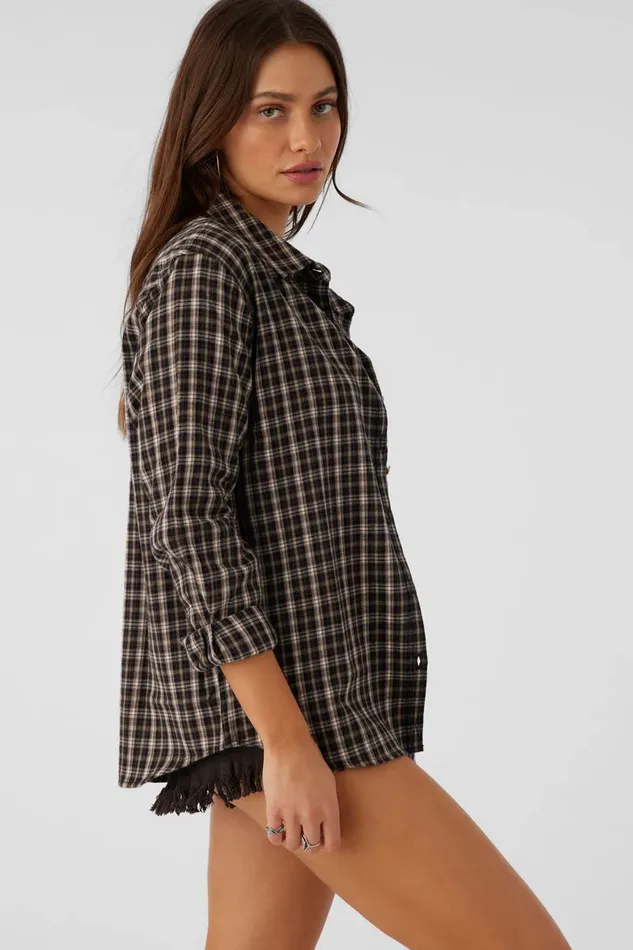 LOGAN FLANNEL RELAXED FIT SHIRT Chocolate Women O039NEILL Clothing