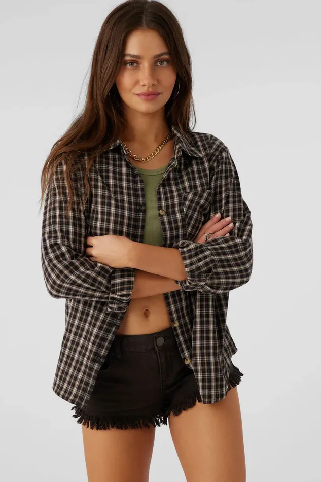 LOGAN FLANNEL RELAXED FIT SHIRT Chocolate Women O039NEILL Clothing