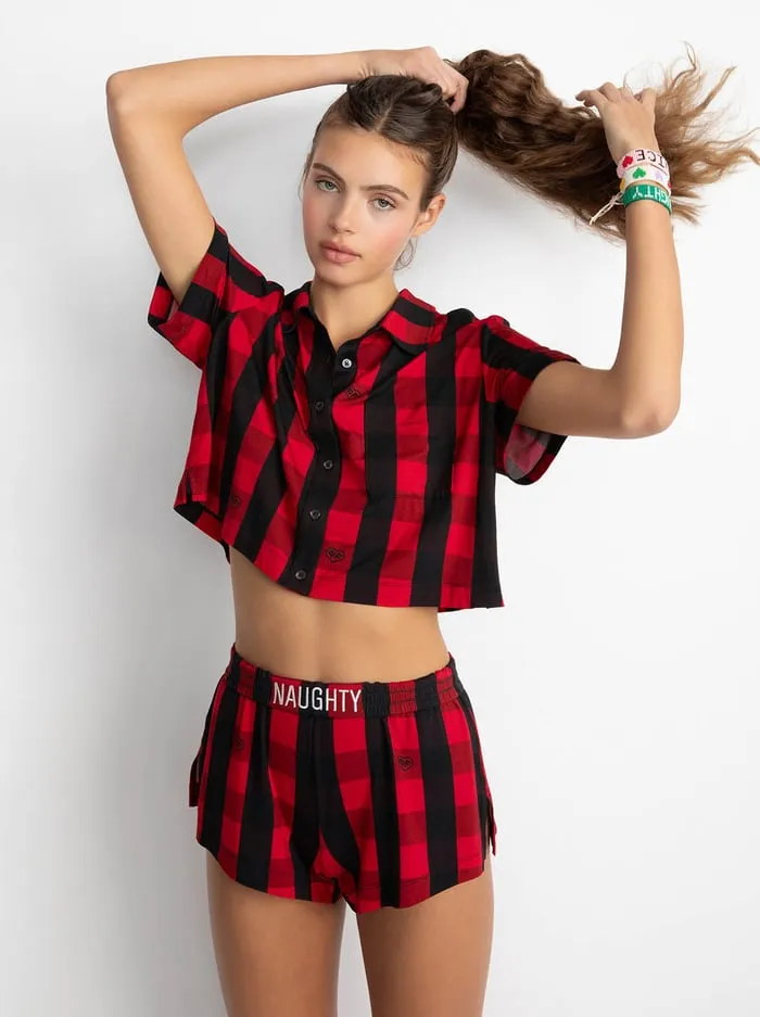 Loungewear Women Alice Olivia Big Feelings Madden Short Sleeve Pj Set True Redblack Loungewear Women Alice Olivia Big Feelings Madden Short Sleeve Pj Set True Redblack