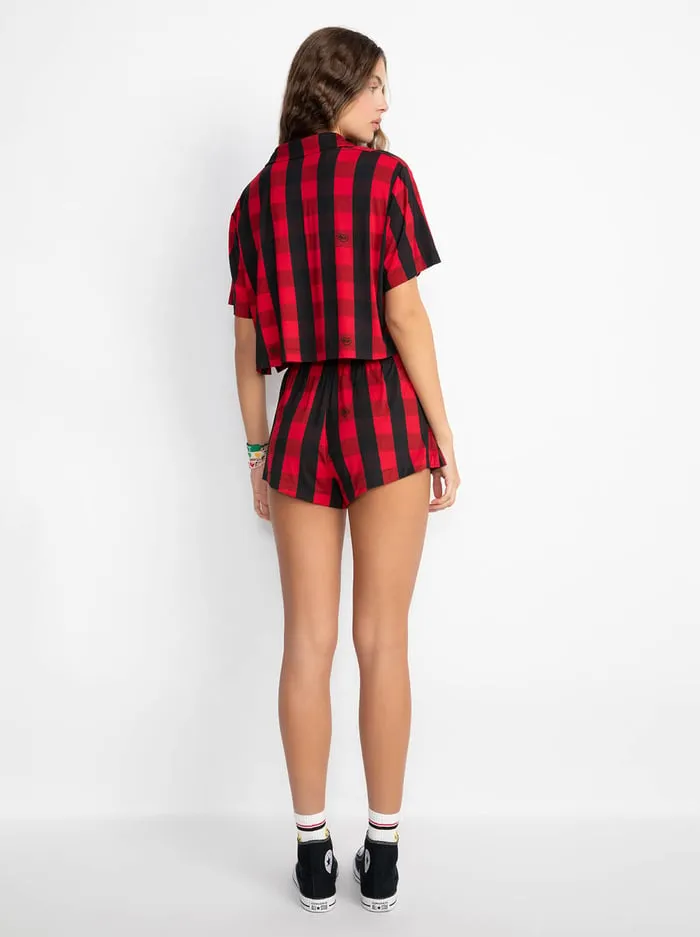 Loungewear Women Alice Olivia Big Feelings Madden Short Sleeve Pj Set True Redblack