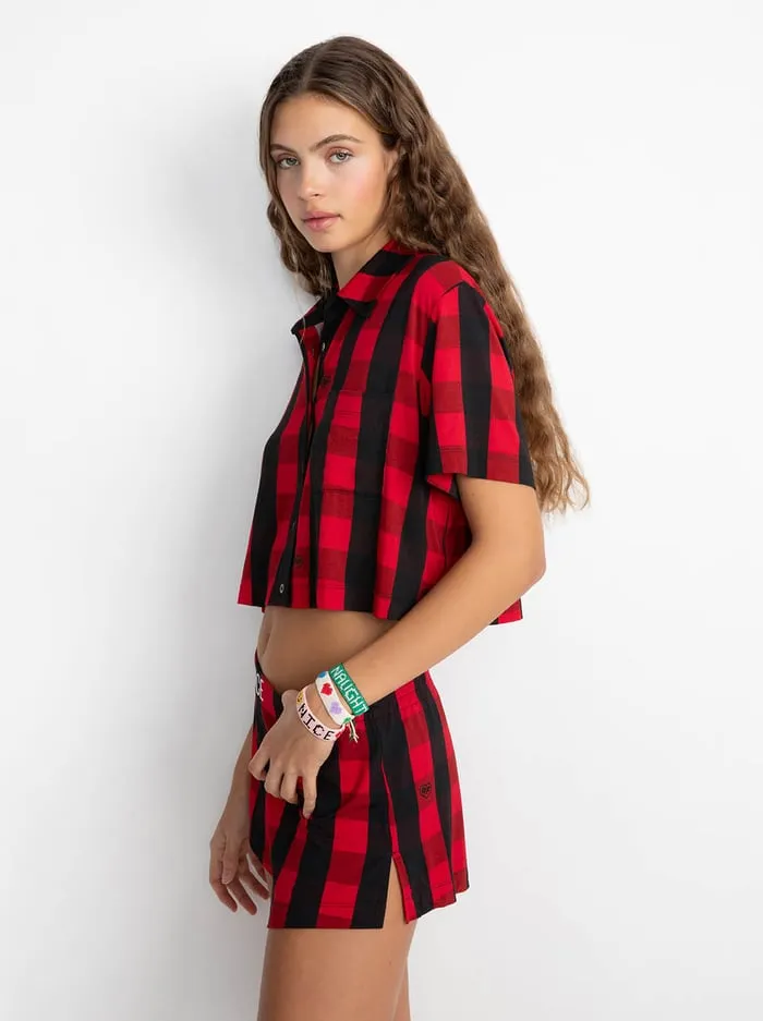 Loungewear Women Alice Olivia Big Feelings Madden Short Sleeve Pj Set True Redblack