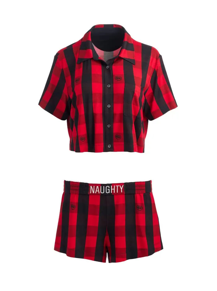 Loungewear Women Alice Olivia Big Feelings Madden Short Sleeve Pj Set True Redblack