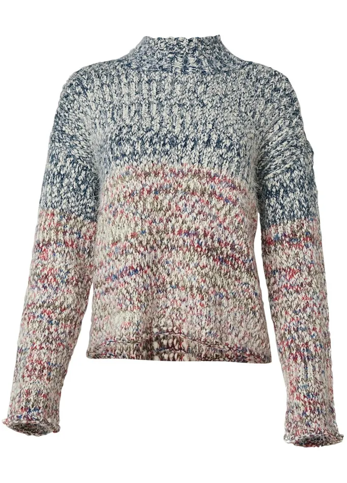 Marled Knit Mockneck Sweater Blue Multi Women VENUS Turtleneck and Mock Neck