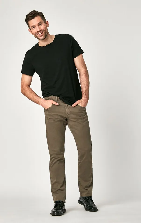 Matt Mid Rise Relaxed Straight Leg In Dusty Olive Twill Men Mavi Jeans Pants