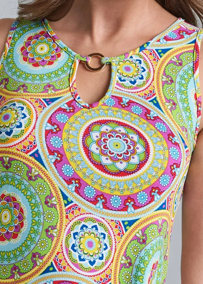 Medallion Print Dress White Multi Women VENUS Casual Dresses