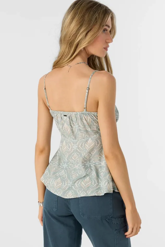 MEI MARIA TILE BUTTON FRONT TANK TOP Silver Blue Women O039NEILL Clothing