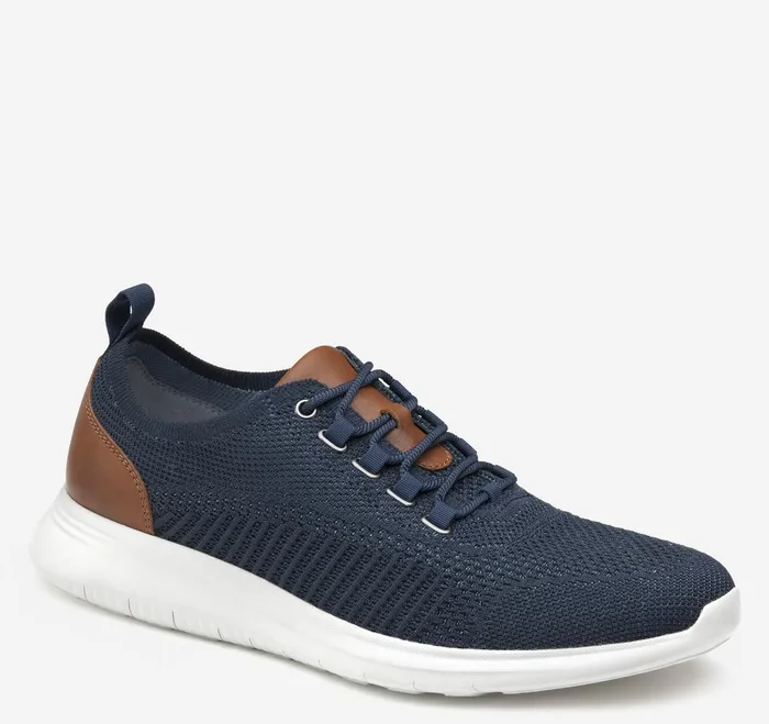 Men Amherst Knit UThroat Navy Knit JohnstonandMurphy Sneakers