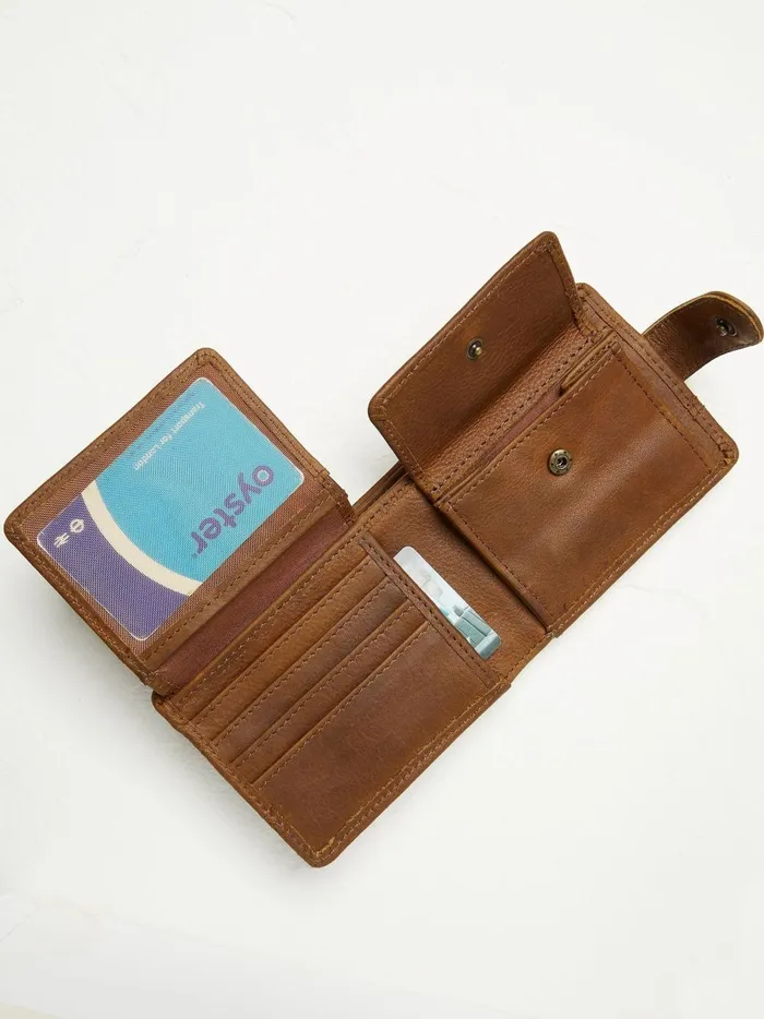 Men Bags and Wallets Fat Face Tan Brown Seamed Leather Wallet