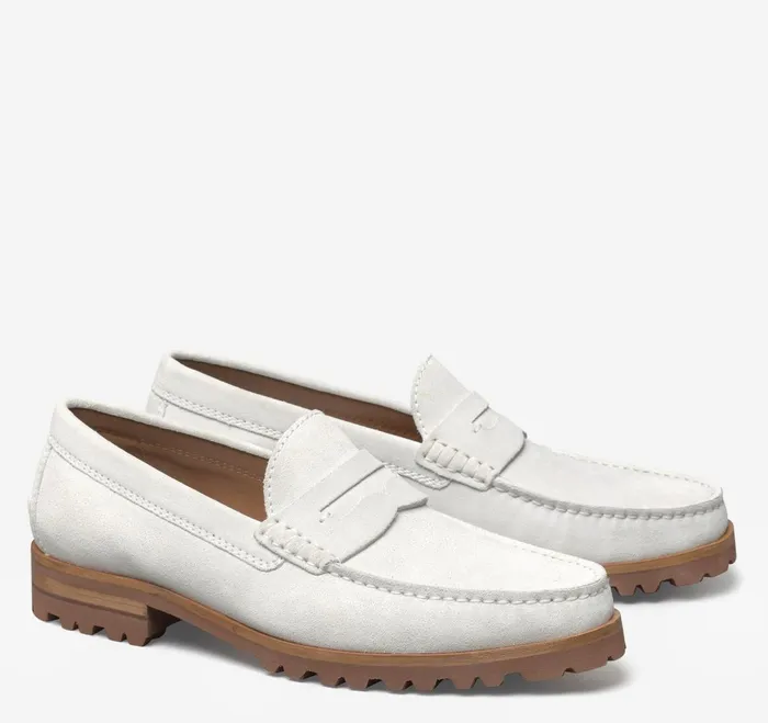 Men Baldwin Lug Penny Loafer Offwhite English Suede JohnstonandMurphy SlipOns and Loafers Men Baldwin Lug Penny Loafer Offwhite English Suede JohnstonandMurphy SlipOns and Loafers