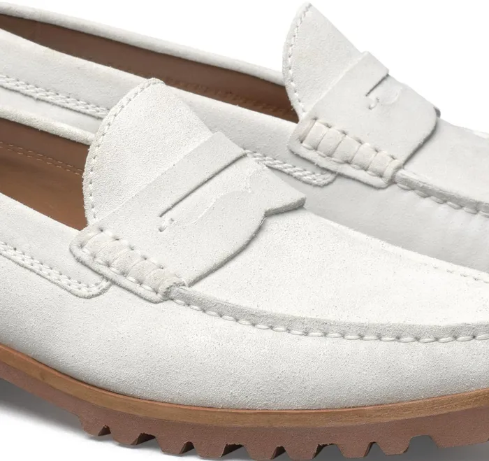 Men Baldwin Lug Penny Loafer Offwhite English Suede JohnstonandMurphy SlipOns and Loafers Men Baldwin Lug Penny Loafer Offwhite English Suede JohnstonandMurphy SlipOns and Loafers