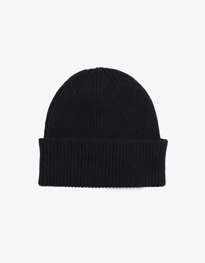 Men Beanies Colorful Standard Merino Wool Beanie Deep Black