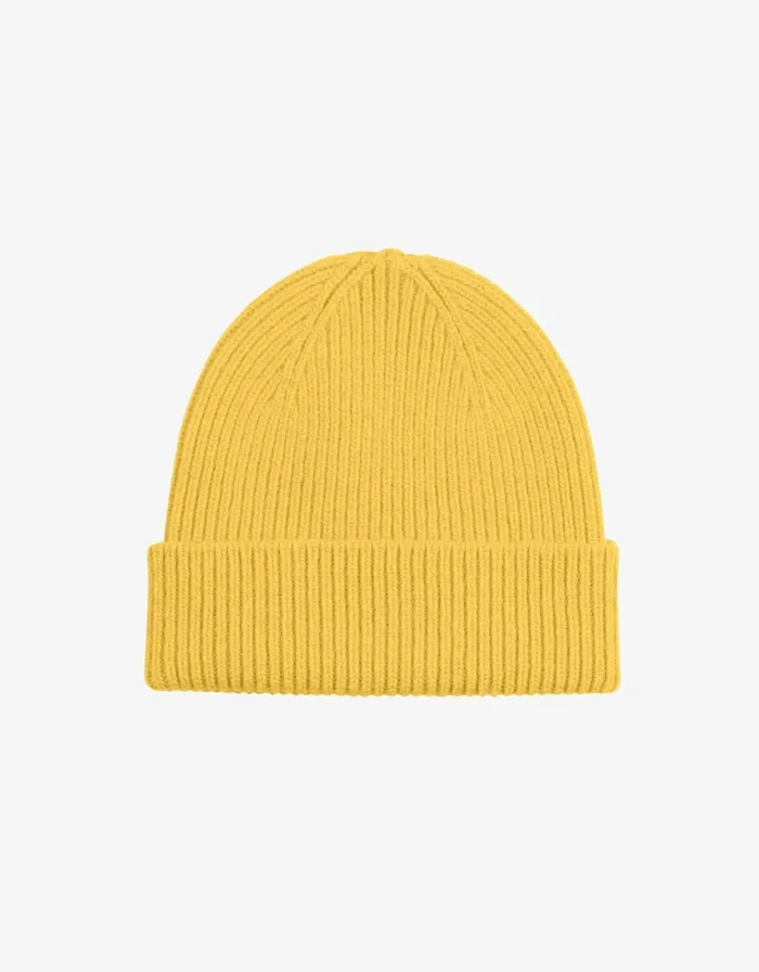 Men Beanies Colorful Standard Merino Wool Beanie Lemon Yellow