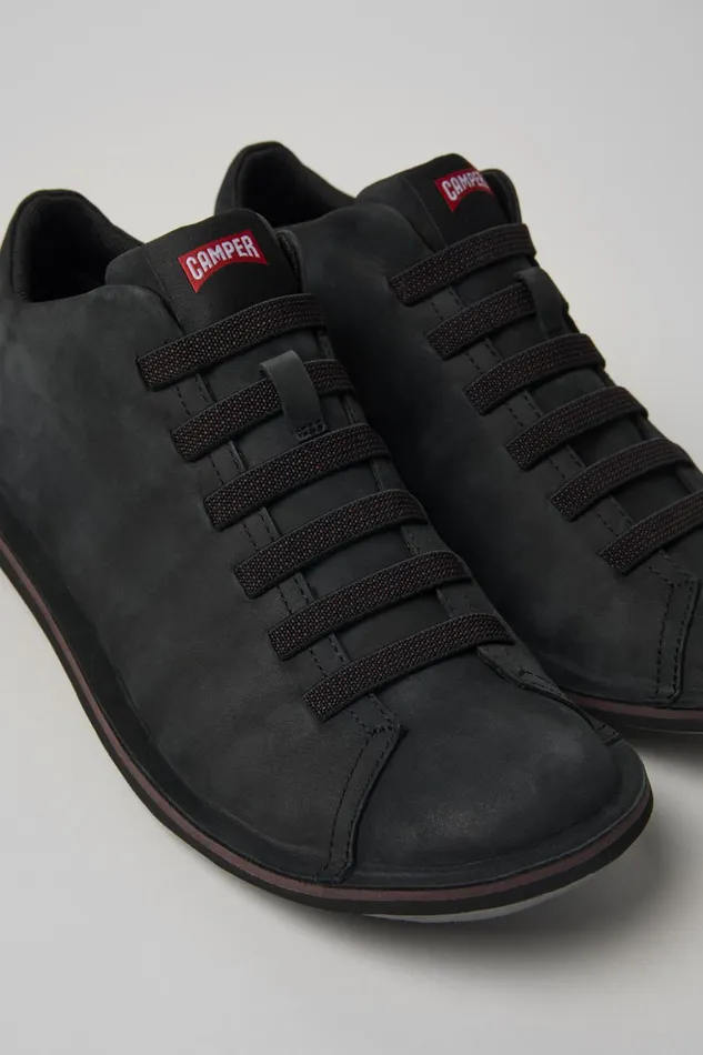 Men Beetle Black Leather Sneakers Camper Ankle Boots