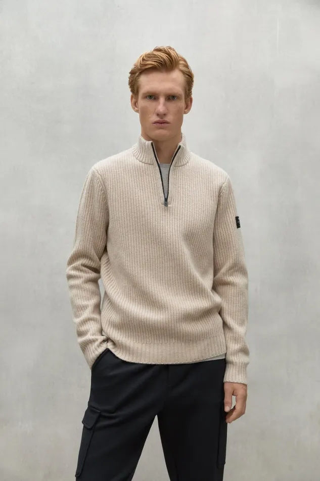 Men Beige Drago Sweater Ecoalf Knitwear