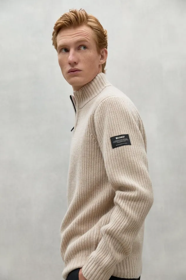 Men Beige Drago Sweater Ecoalf Knitwear
