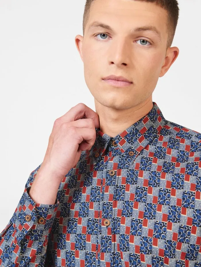 Men Ben Sherman Archive Print Shirts 1950s Checkerboard Print Shirt Men Ben Sherman Archive Print Shirts 1950s Checkerboard Print Shirt