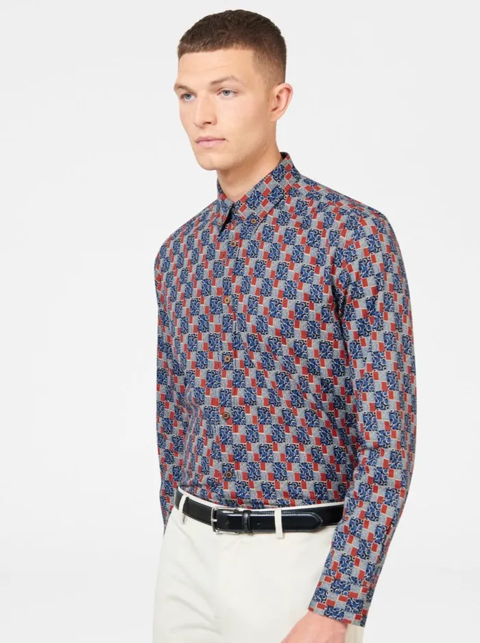 Men Ben Sherman Archive Print Shirts 1950s Checkerboard Print Shirt Men Ben Sherman Archive Print Shirts 1950s Checkerboard Print Shirt