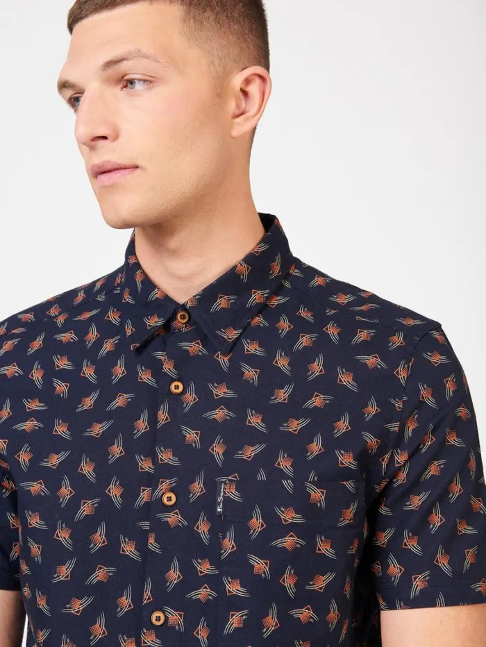 Men Ben Sherman Archive Print Shirts Art Deco Geo Print Shirt 8211 Dark Navy Men Ben Sherman Archive Print Shirts Art Deco Geo Print Shirt 8211 Dark Navy
