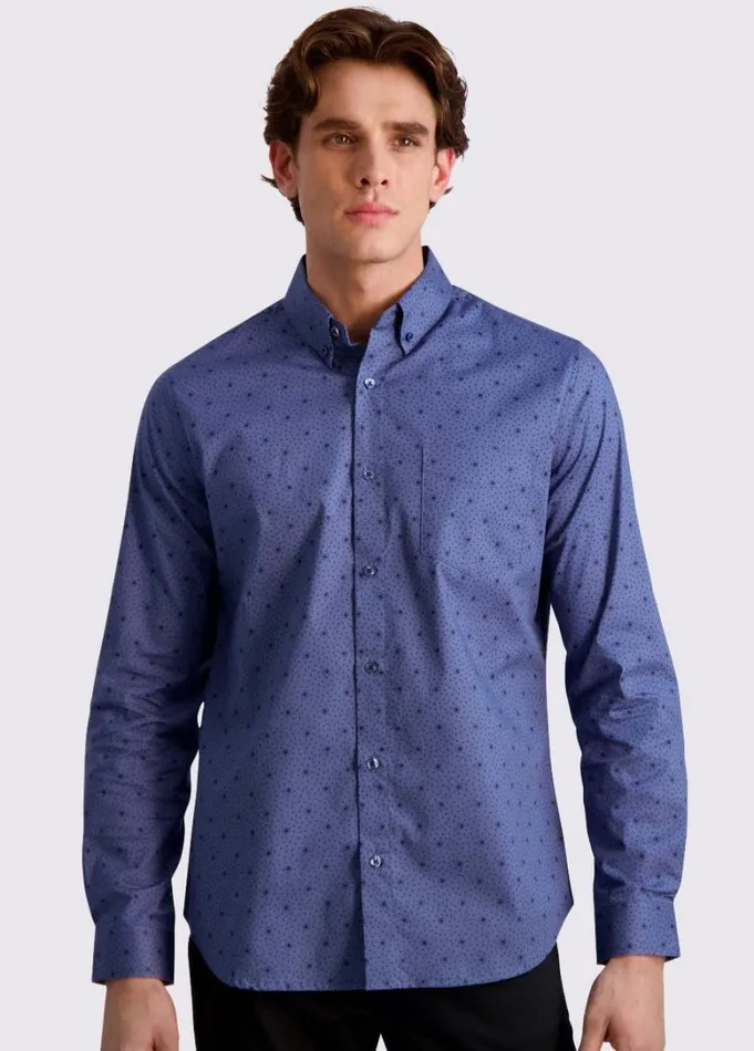 Men Ben Sherman Archive Print Shirts Dot Print LongSleeve Shirt 8211 Insignia Blue Men Ben Sherman Archive Print Shirts Dot Print LongSleeve Shirt 8211 Insignia Blue