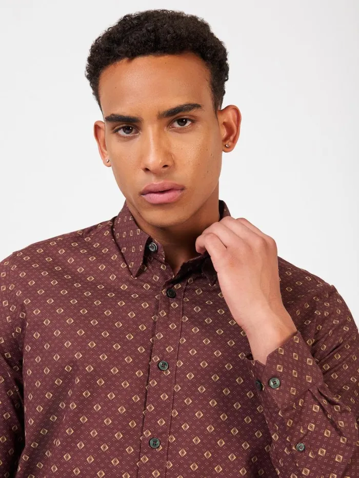 Men Ben Sherman Archive Print Shirts Signature Geo Print Shirt 8211 Aubergine Men Ben Sherman Archive Print Shirts Signature Geo Print Shirt 8211 Aubergine