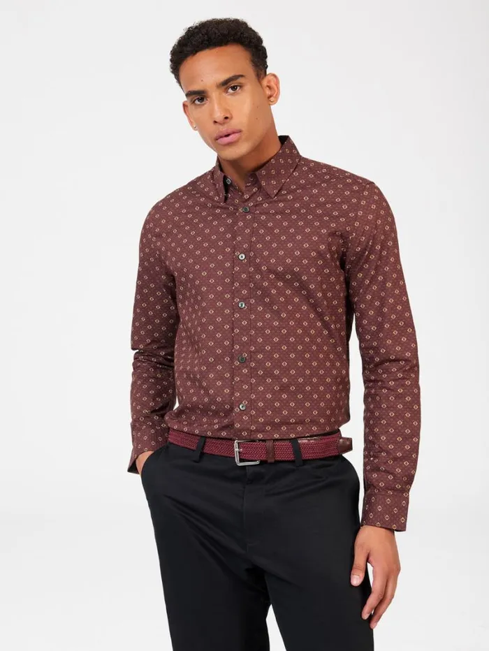 Men Ben Sherman Archive Print Shirts Signature Geo Print Shirt 8211 Aubergine Men Ben Sherman Archive Print Shirts Signature Geo Print Shirt 8211 Aubergine
