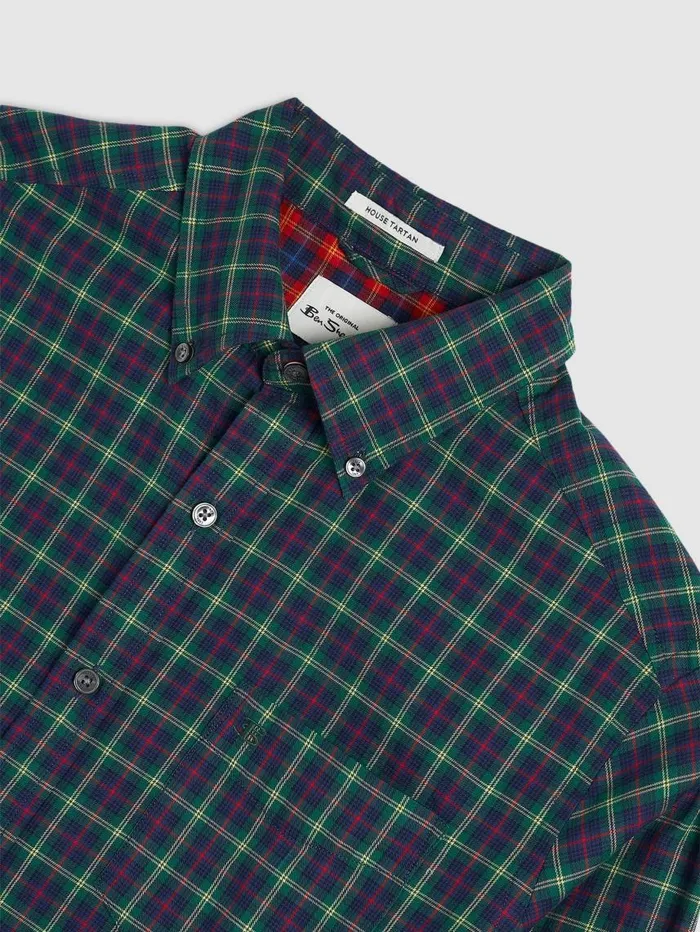Men Ben Sherman Heritage Check Shirts House Tartan Twill Shirt 8211 Green