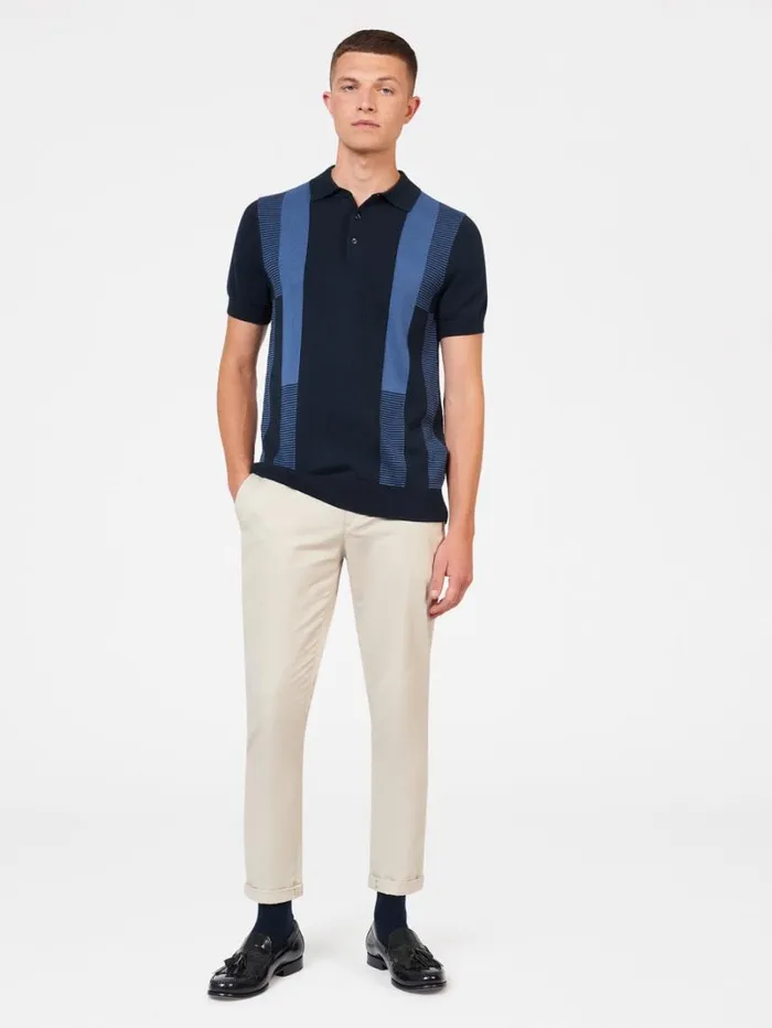 Men Ben Sherman Mod Knit Polos Intarsia Stripe Knit Polo 8211 Dark Navy Men Ben Sherman Mod Knit Polos Intarsia Stripe Knit Polo 8211 Dark Navy