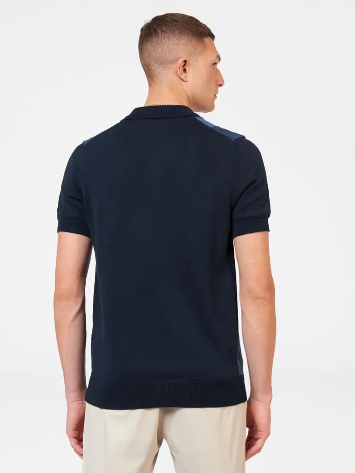 Men Ben Sherman Mod Knit Polos Intarsia Stripe Knit Polo 8211 Dark Navy Men Ben Sherman Mod Knit Polos Intarsia Stripe Knit Polo 8211 Dark Navy