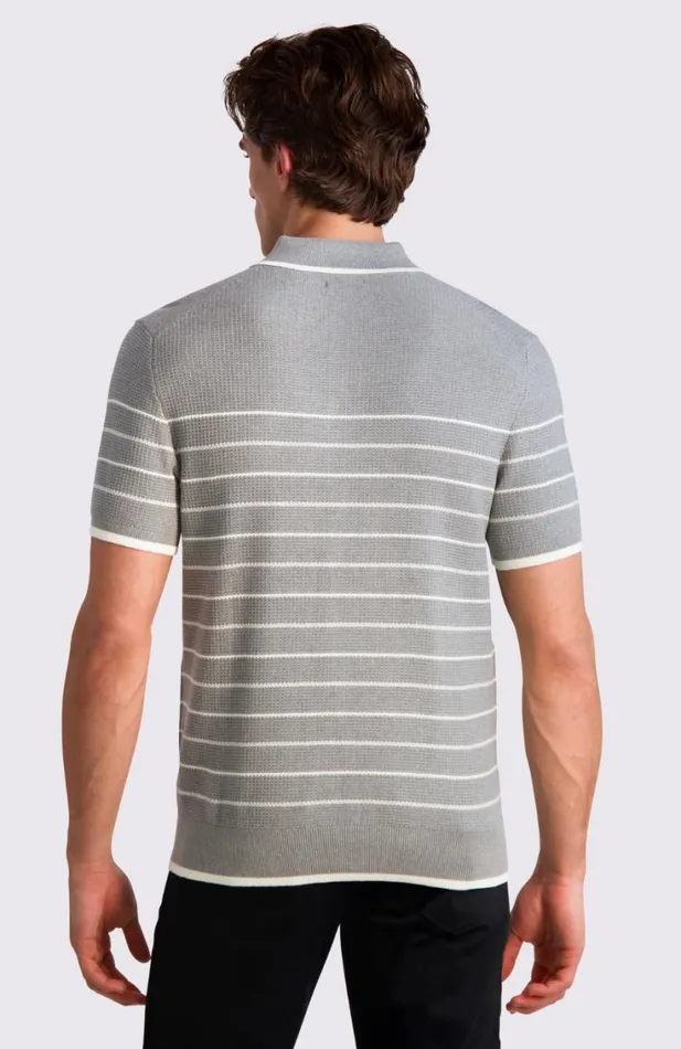 Men Ben Sherman Mod Knit Polos Waffled Knit Sweater Polo 8211 Grey Heather Men Ben Sherman Mod Knit Polos Waffled Knit Sweater Polo 8211 Grey Heather