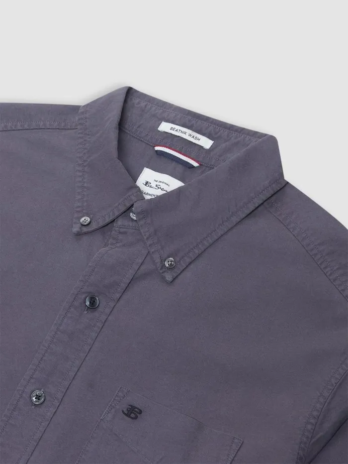 Men Ben Sherman Oxford Shirts Beatnik Oxford Garment Dye Shirt 8211 Charcoal