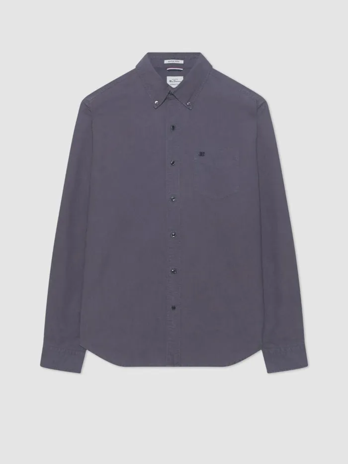 Men Ben Sherman Oxford Shirts Beatnik Oxford Garment Dye Shirt 8211 Charcoal