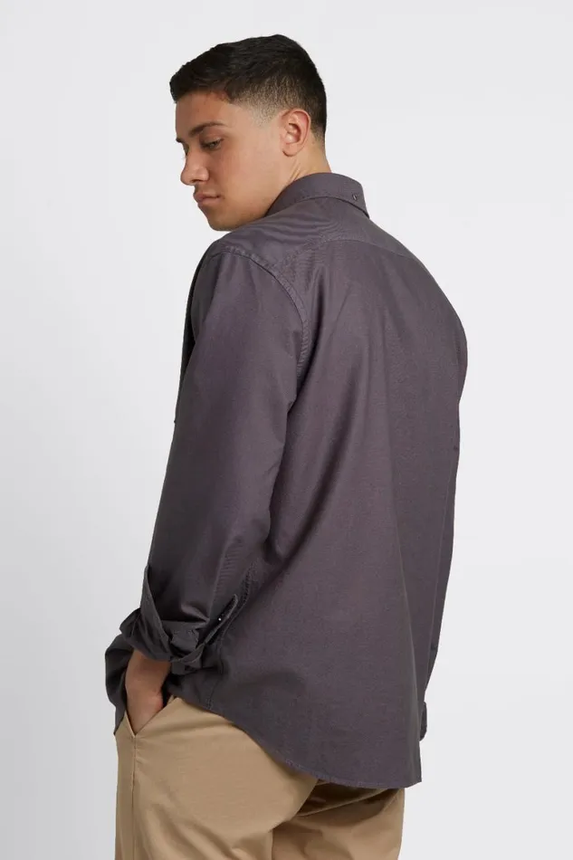 Men Ben Sherman Oxford Shirts Beatnik Oxford Garment Dye Shirt 8211 Charcoal