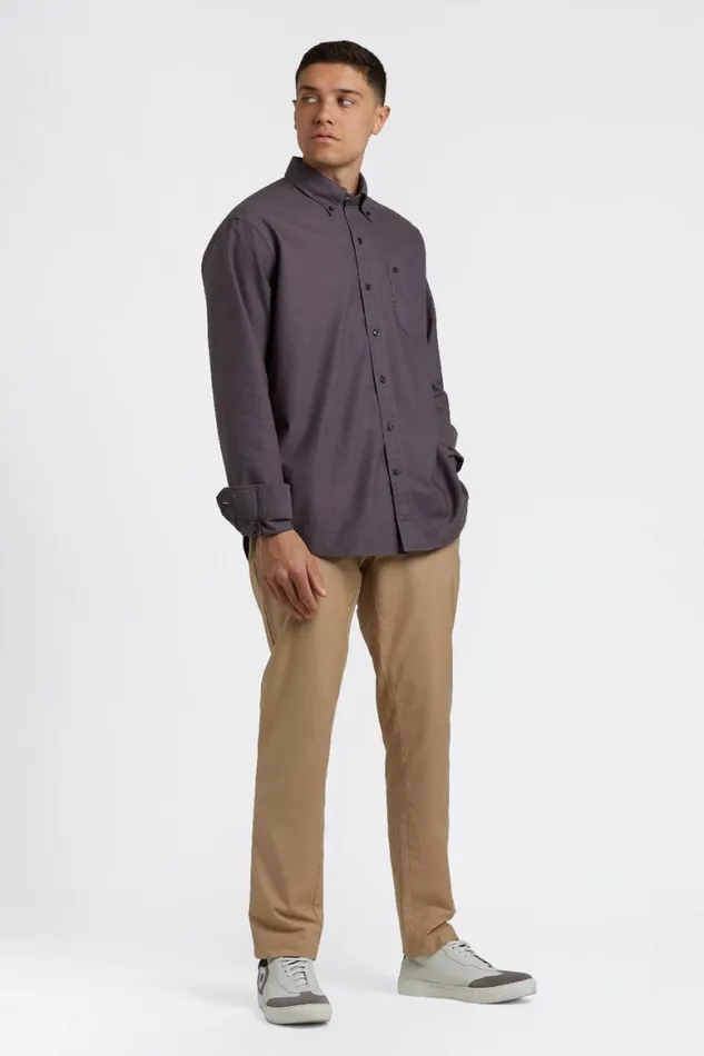 Men Ben Sherman Oxford Shirts Beatnik Oxford Garment Dye Shirt 8211 Charcoal