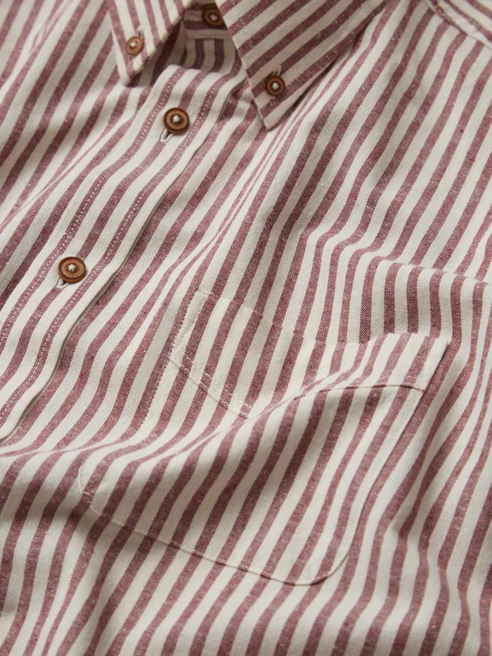 Men Ben Sherman Oxford Shirts Oxford Stripe LongSleeve Shirt 8211 Wine