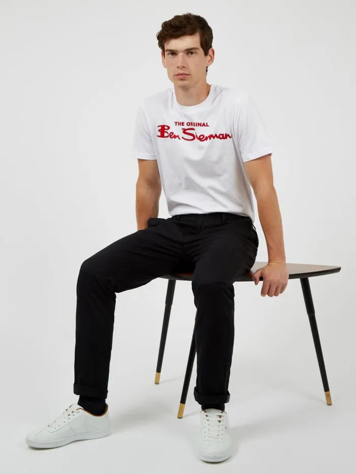 Men Ben Sherman Pants and Chinos Signature Slim Stretch Chino Pant 8211 Black